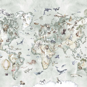 Mural – Mapa Mundo*Verde água